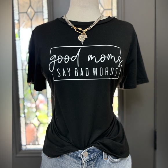 SHEIN Black Graphic Soft Tee Good Moms say Bad Words Size XL - Picture 1 of 7
